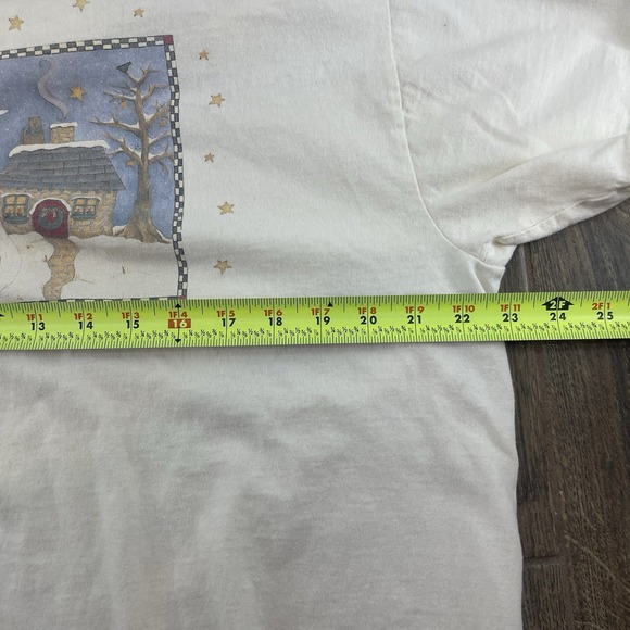 VTG Christmas T-Shirt Women's XL Snowman Cabin Moon Stars 90s Y2K Grandma Core - Picture 9 of 10